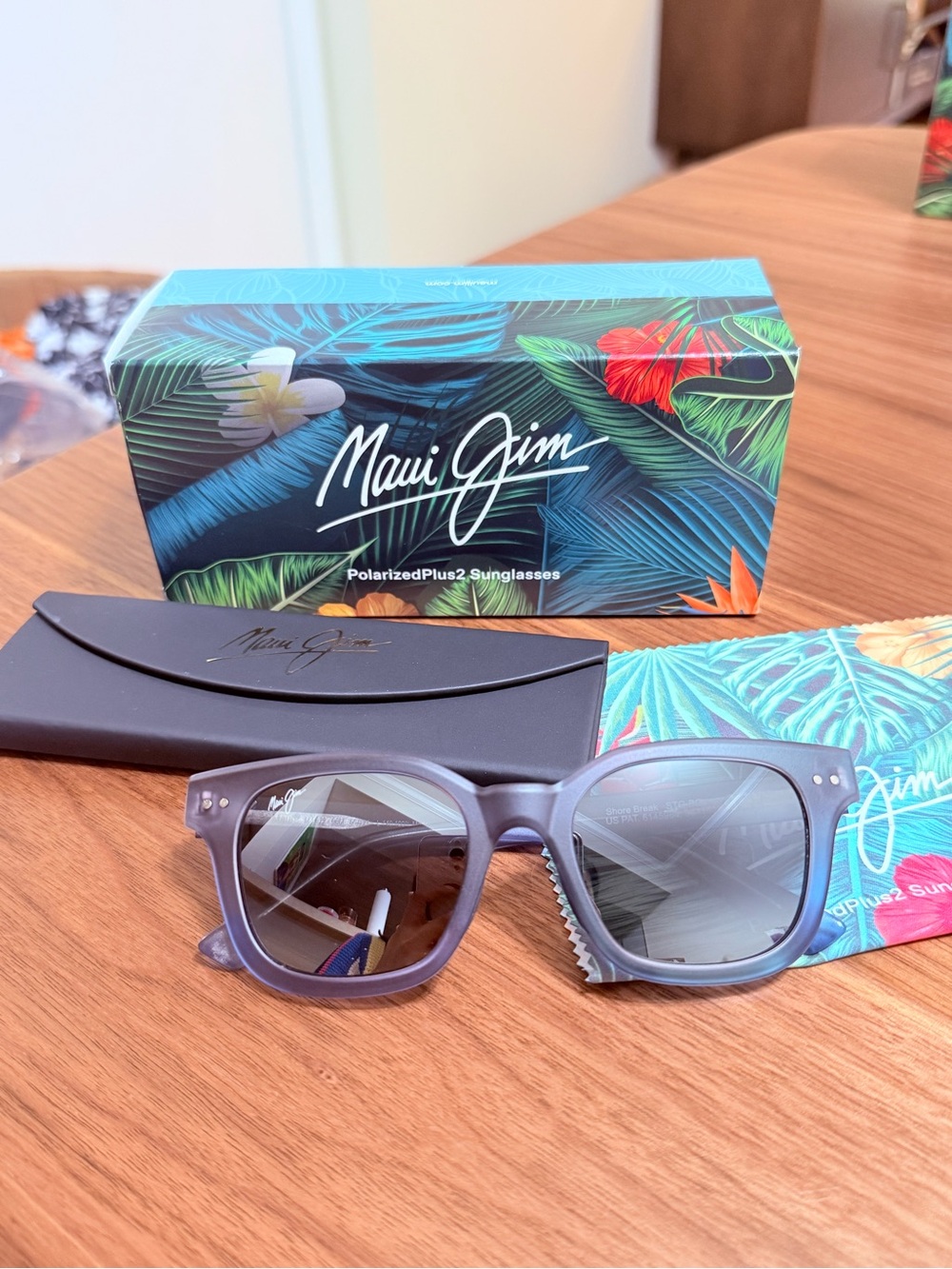 Maui Jim Translucent Gray Square Sunglasses with Polarized Lenses